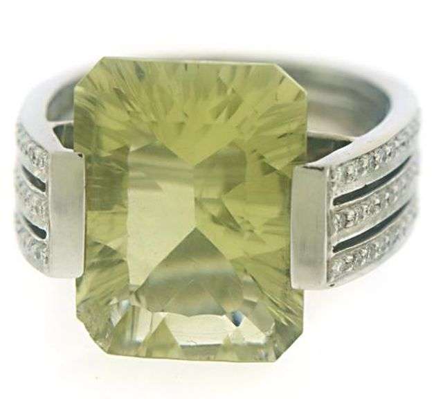 18kt Lemon Quartz and Diamond Ring