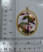 Large Floral Design Cloissone Pendant in Metal Setting