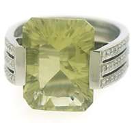18kt Lemon Quartz and Diamond Ring