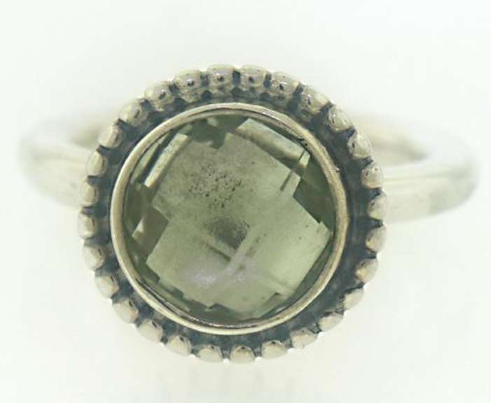 Trendy Silver Pandora Green Quartz Bloom Ring