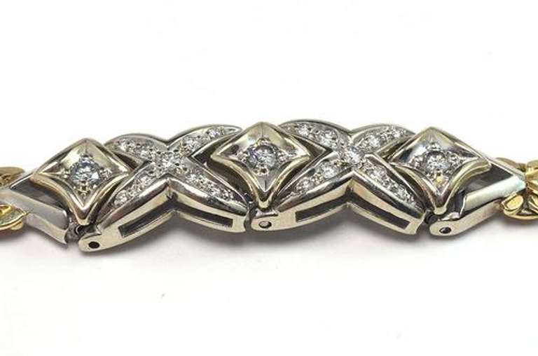 Flashy Diamond & Two-Tone Gold Bracelet