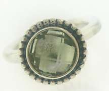 Trendy Silver Pandora Green Quartz Bloom Ring
