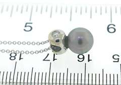 Classic 18kt WG Grey Pearl and Bezel Set Diamond Necklace