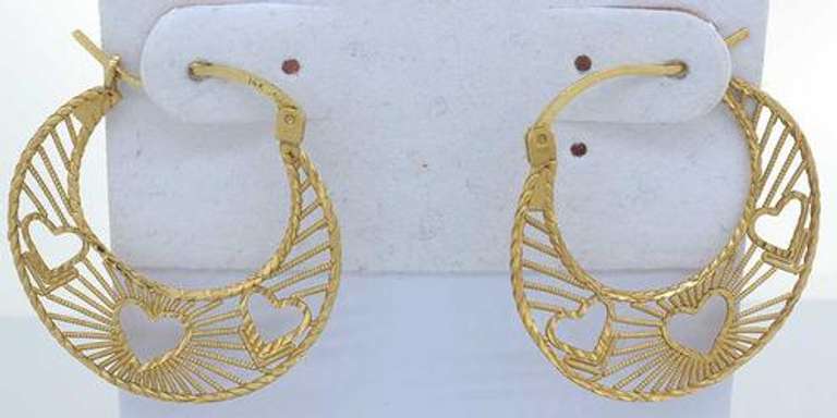 Detailed Woven Heart Cutout Hoop Earrings