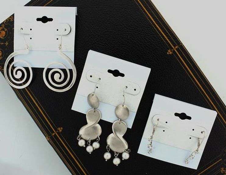 Lot of 3 Pairs Sterling Dangle Earrings