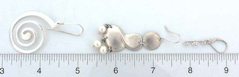 Lot of 3 Pairs Sterling Dangle Earrings