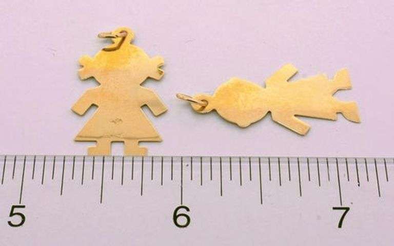 Lot of 4 Interesting Gold Child Silhouette Charms