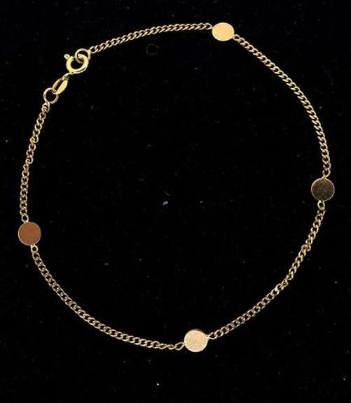 Classy 14KT Gold Station Bead Anklet