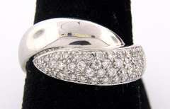Sparkling Diamond Cluster Crossover Band in White Gold