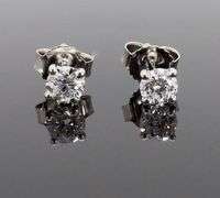 14K White Gold Diamond Stud Earrings