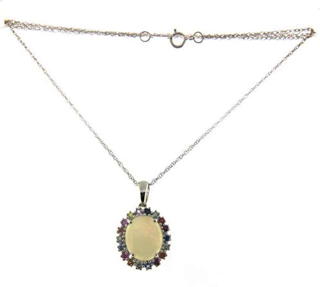 Gorgeous Opal and Multi Sapphire Necklace