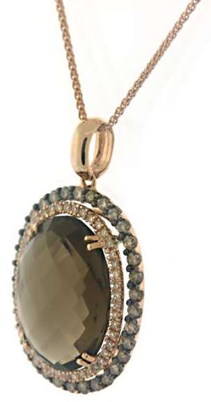Pleasing Rose Gold Smokey Quartz & Diamond Necklace
