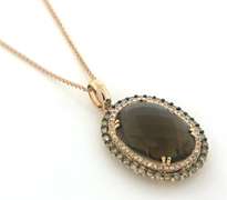 Pleasing Rose Gold Smokey Quartz & Diamond Necklace