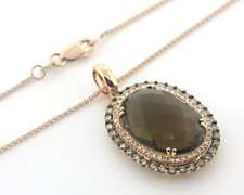Pleasing Rose Gold Smokey Quartz & Diamond Necklace