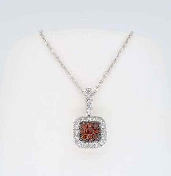 Cluster Colored Diamond Pendant Necklace