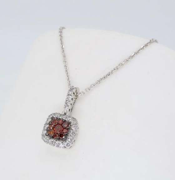 Cluster Colored Diamond Pendant Necklace