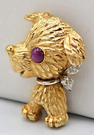 14kt Gold Dog Pin