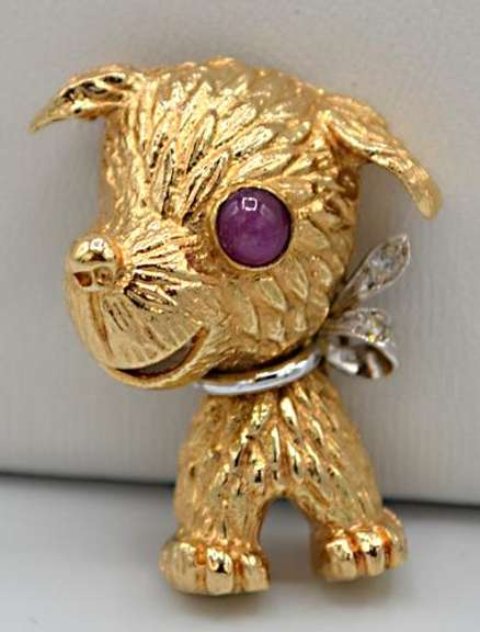 14kt Gold Dog Pin