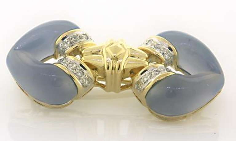 Spectacular 18kt YG Lavender Jade and Diamond Brooch
