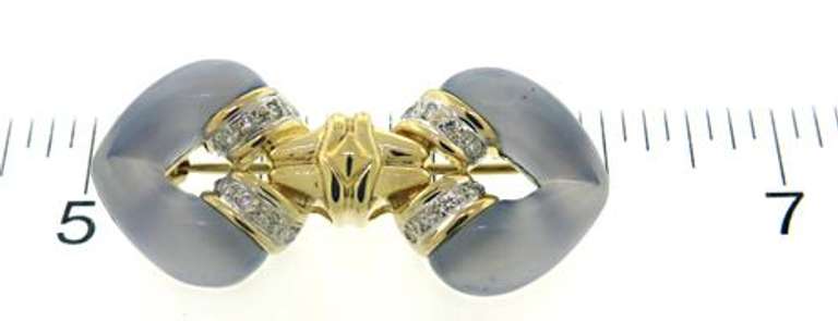 Spectacular 18kt YG Lavender Jade and Diamond Brooch