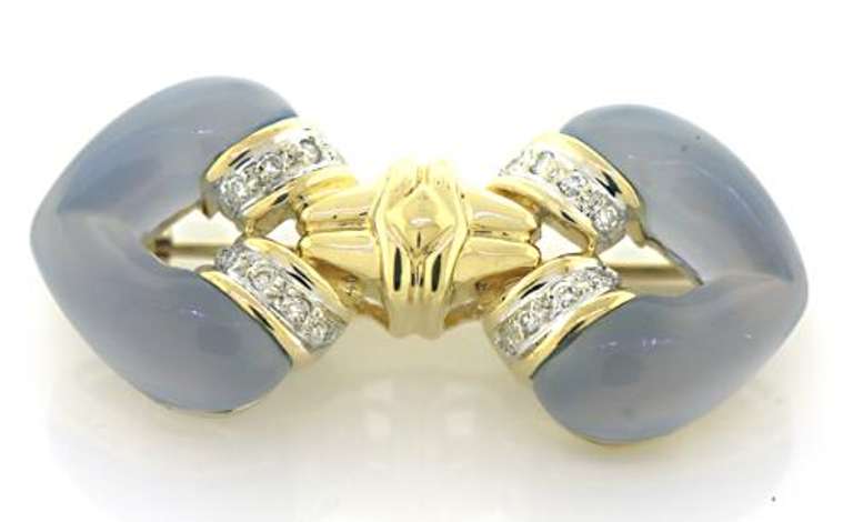 Spectacular 18kt YG Lavender Jade and Diamond Brooch