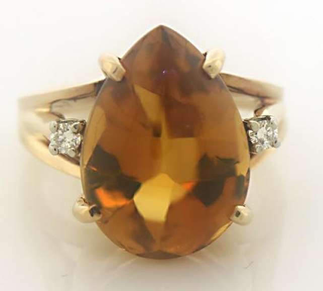 Beautiful 14kt YG Citrine and Diamond Ring