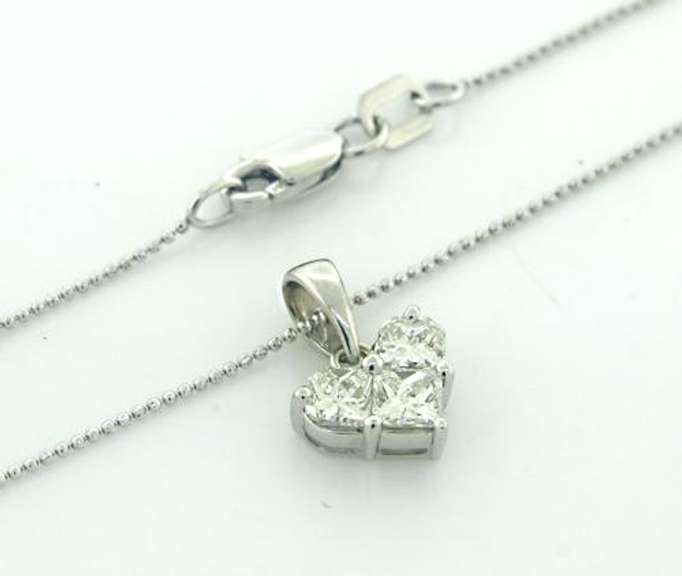 Lovely 14kt WG Mosaic Heart Diamond Necklace