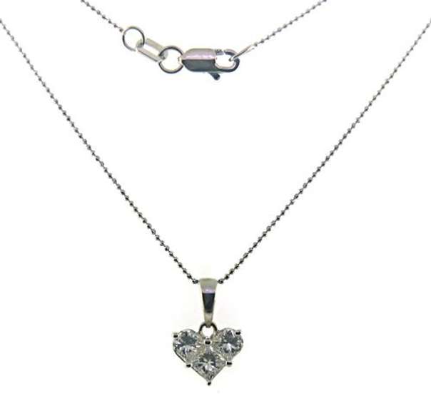 Lovely 14kt WG Mosaic Heart Diamond Necklace