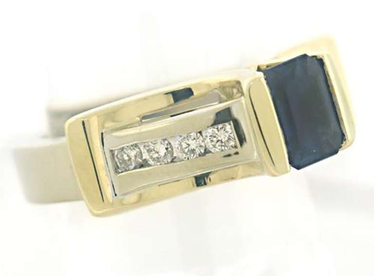 Elegant 14kt Two-Tone Gold Sapphire and Diamond Ring