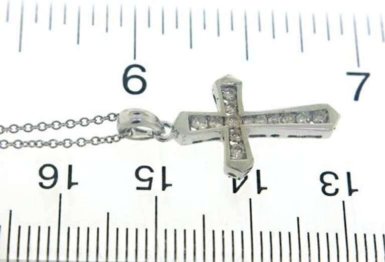Beautiful White Gold Diamond Cross Necklace