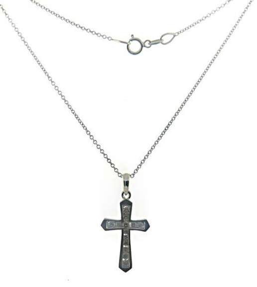 Beautiful White Gold Diamond Cross Necklace