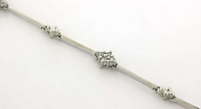 Precious 14kt WG Diamond Cluster Bar Bracelet