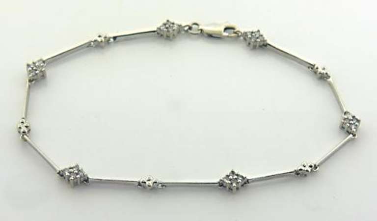 Precious 14kt WG Diamond Cluster Bar Bracelet