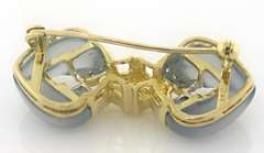 Spectacular 18kt YG Lavender Jade and Diamond Brooch