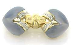 Spectacular 18kt YG Lavender Jade and Diamond Brooch