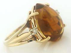 Beautiful 14kt YG Citrine and Diamond Ring