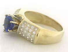 Flashy 14kt YG Tanzanite and Pave Diamond Ring