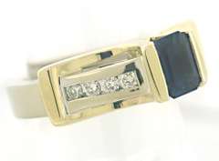 Elegant 14kt Two-Tone Gold Sapphire and Diamond Ring