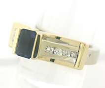 Elegant 14kt Two-Tone Gold Sapphire and Diamond Ring