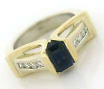Elegant 14kt Two-Tone Gold Sapphire and Diamond Ring