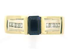 Elegant 14kt Two-Tone Gold Sapphire and Diamond Ring
