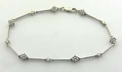 Precious 14kt WG Diamond Cluster Bar Bracelet