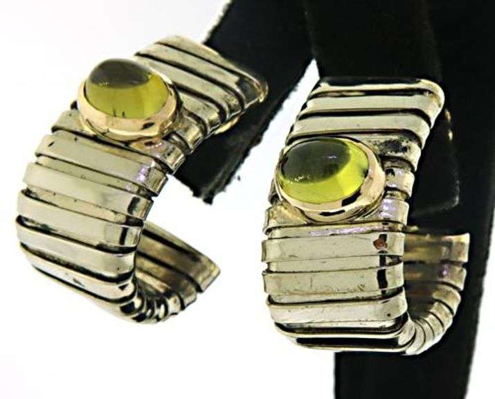 Silver and 14kt Peridot Earrings