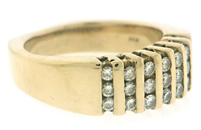 Elegant 14kt YG Channel Set Multi-Row Diamond Ring
