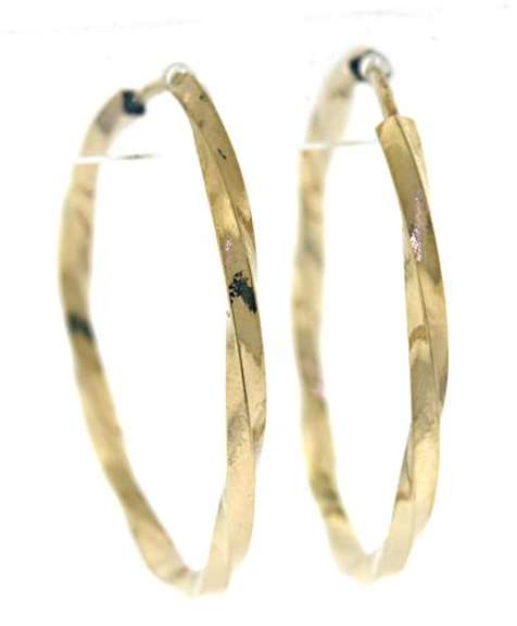 Simple Gold Twist Endless Hoop Earrings