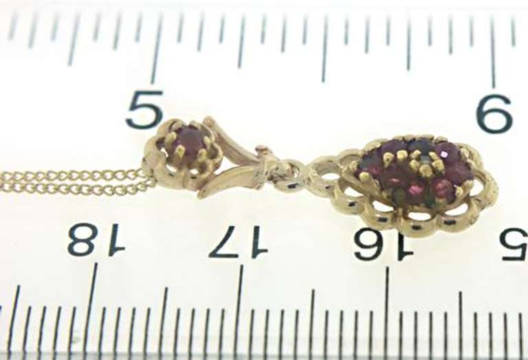 Beautiful Ruby Cluster Teardrop Necklace