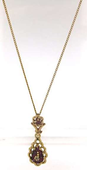 Beautiful Ruby Cluster Teardrop Necklace