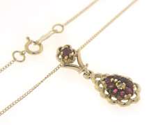 Beautiful Ruby Cluster Teardrop Necklace