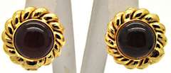 LADIES 18KT YELLOW GOLD AMBER EARRINGS.