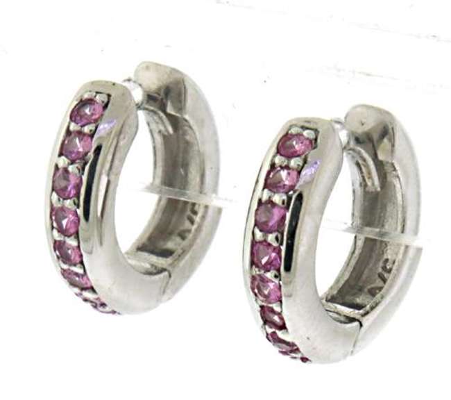 Cute Pink Sapphire Hoop Earrings